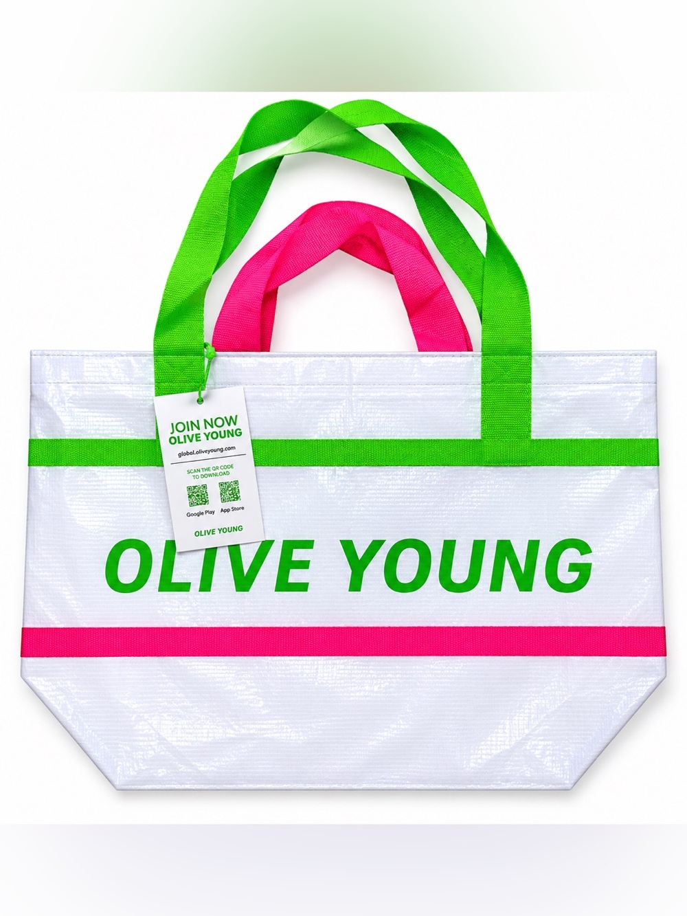 🆕 Olive Young Korea Reusable Tote Bag Zip Top Seoul K-Beauty Travel Bag